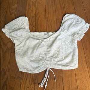 White Eyelet Puff Sleeve Top